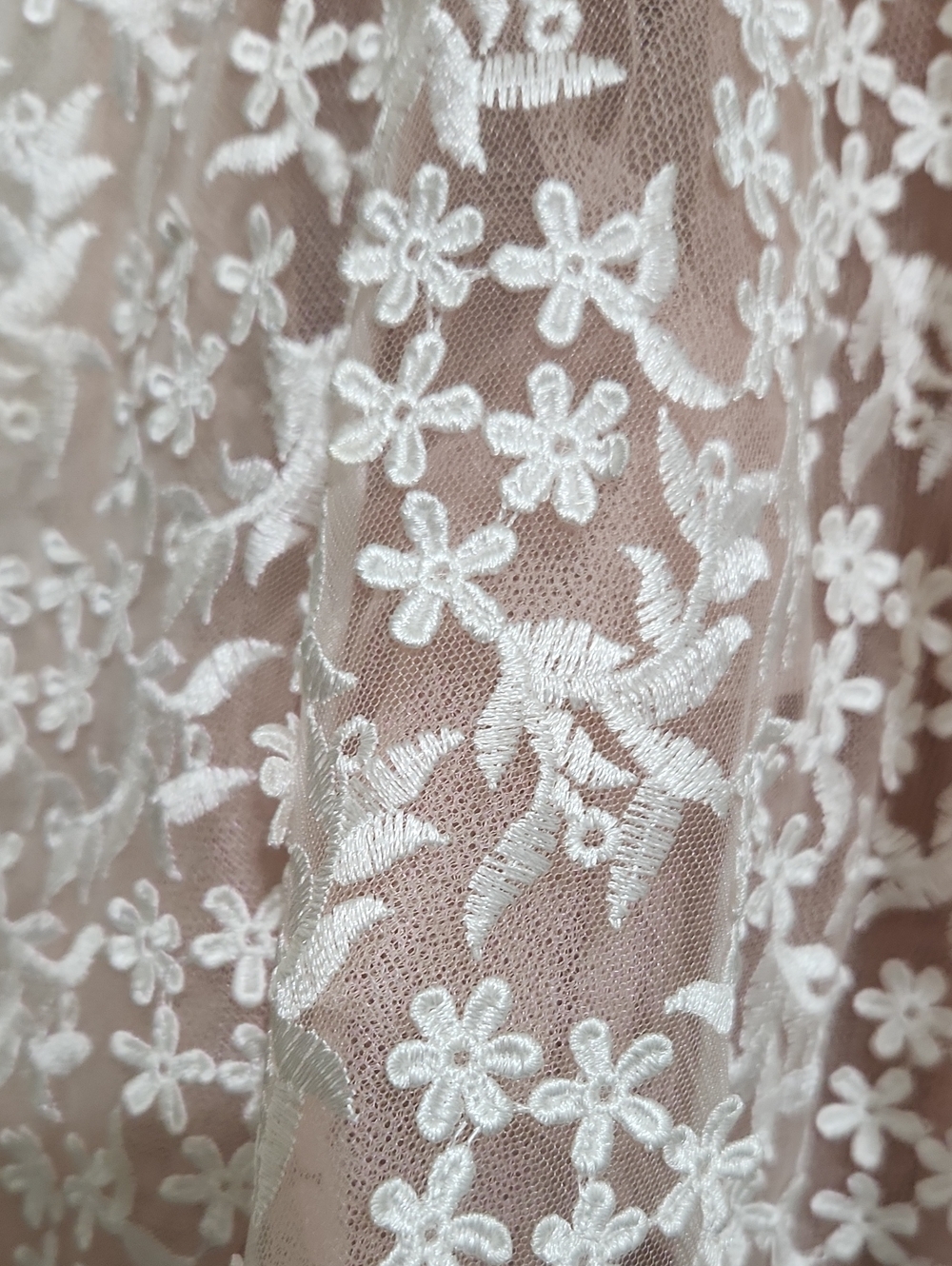 Nadine Merabi Floral Lace A-Line Mini Cocktail Debutante Dress White /Tan Sz XS - Picture 12 of 12